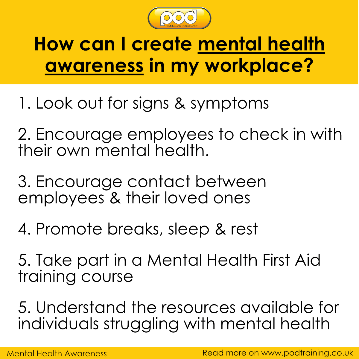 Creating Mental Health Awareness in the Workplace by POD Training